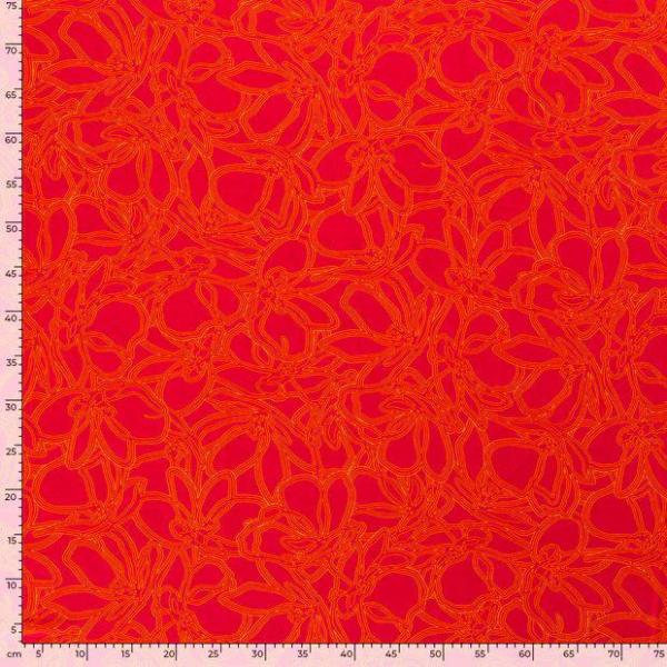 Viskosejersey Abstrakt Orange auf Fuchsia